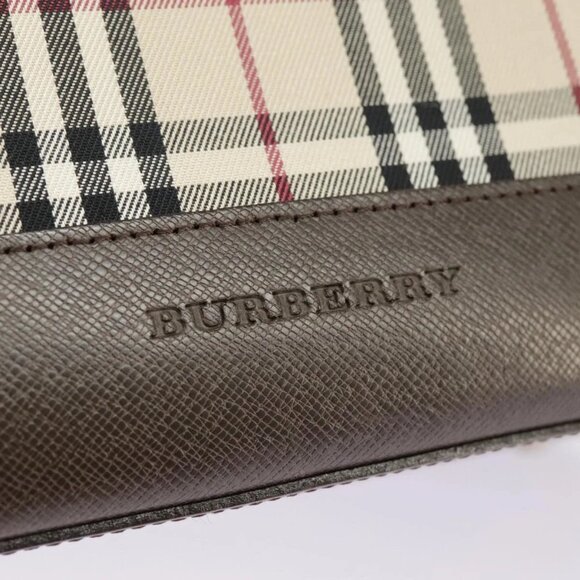 BURBERRY Nova Check Hand Bag Canvas Leather Beige Auth 101313 - Picture 11 of 16